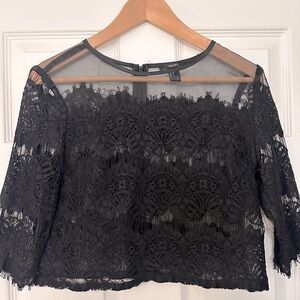 Forever 21 black sheer lace top size small